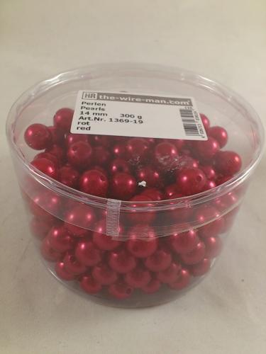 Perlen rot 14 mm. 210 st.